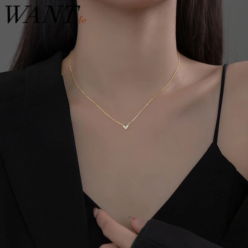 WANTME 925 Sterling Silver Sweet Shiny Zircon Love Heart Chain Charm Pendant Necklace for Women Fashion Korean Chocker Jewelry
WANTME 925 Sterling Silver Sweet Shiny Zircon Love Heart Chain Charm Pendant Necklace for Women Fashion Korean Chocker Jewelry