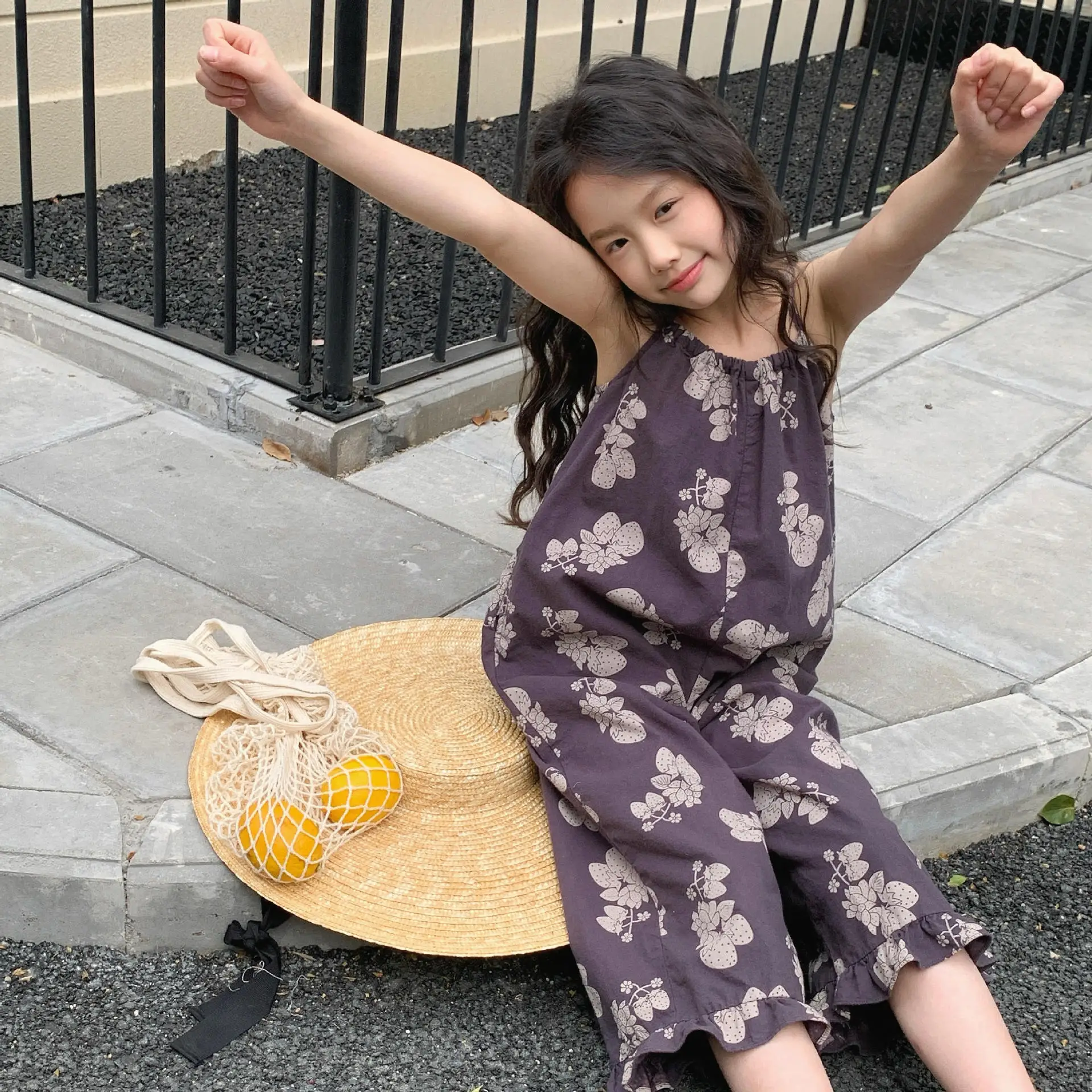 2025 Summer New Girls Loose Sling Pants Fashion Kids Girls Overalls Children Wide Leg Pants Baby Casual Trousers Girls Clothes 4 S88fcf3a69122452f8ea836af59de50a0A