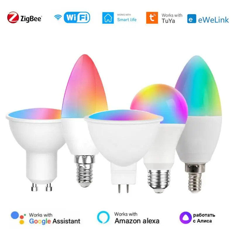 Tuya WIFI Zigbee Smart Light Bulb E27/E14/E12/GU10/MR16 RGB CW Dimmable LED Lamp For Alexa Google Home Alice eWelink App Control
Tuya WIFI Zigbee Smart Light Bulb E27/E14/E12/GU10/MR16 RGB CW Dimmable LED Lamp For Alexa Google Home Alice eWelink App Control