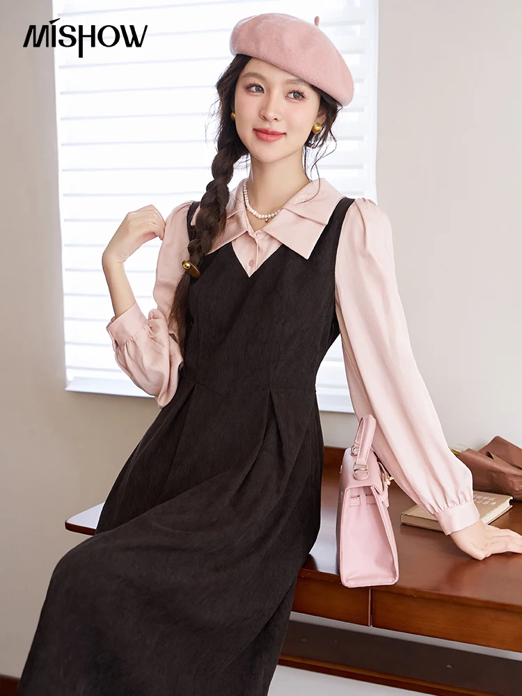 MISHOW Women's French Patchwork Dress 2023 Autumn Elegant Waist Long Sleeve Lapel Side Zipper Fake Two Piece Dresses MXC45L1585
MISHOW Women's French Patchwork Dress 2023 Autumn Elegant Waist Long Sleeve Lapel Side Zipper Fake Two Piece Dresses MXC45L1585