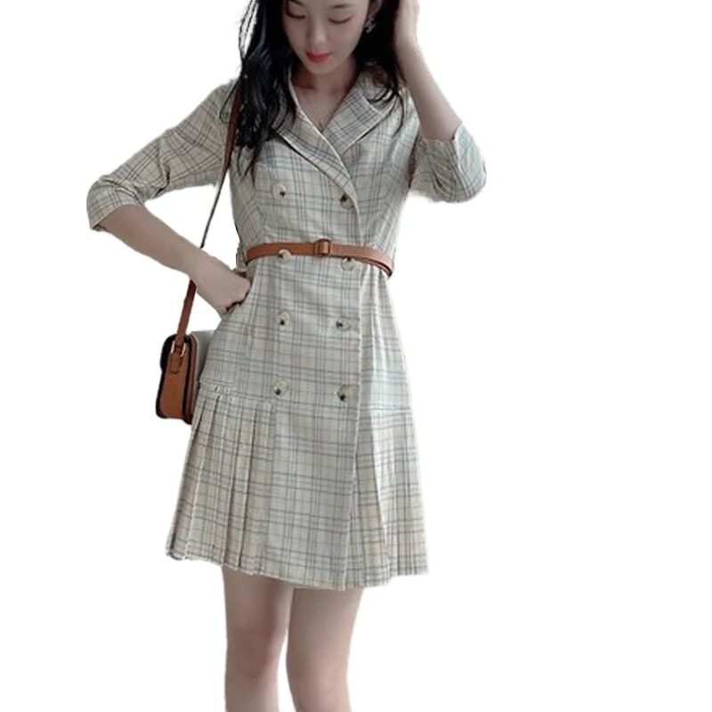 Plaid suit skirt spring autumn women slim pleated dress Korea Japanese summer dress three quarter sleeves ropa oficina mujer
Plaid suit skirt spring autumn women slim pleated dress Korea Japanese summer dress three quarter sleeves ropa oficina mujer