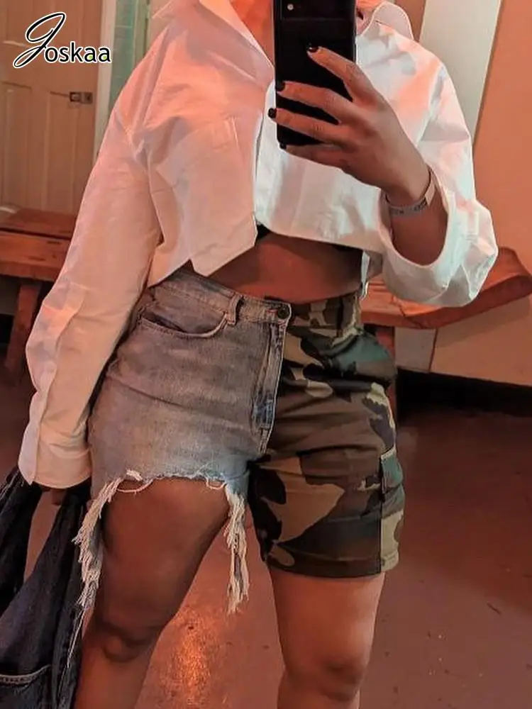 Joskaa Fashion Denim Fringe Patchwork Camo Shorts Women Hipster High Waisted Straight Hot Pants Autumn 2023 Y2K Streetwear
Joskaa Fashion Denim Fringe Patchwork Camo Shorts Women Hipster High Waisted Straight Hot Pants Autumn 2023 Y2K Streetwear