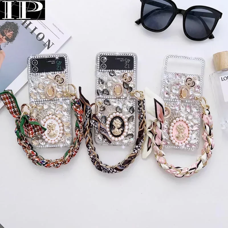 Для Samsung Galaxy Z Flip 5 блестящий чехол с ручной цепочкой браслет на запястье для девочек Женский сверкающий чехол со стразами для Z Flip 4
Для Samsung Galaxy Z Flip 5 блестящий чехол с ручной цепочкой браслет на запястье для девочек Женский сверкающий чехол со стразами для Z Flip 4