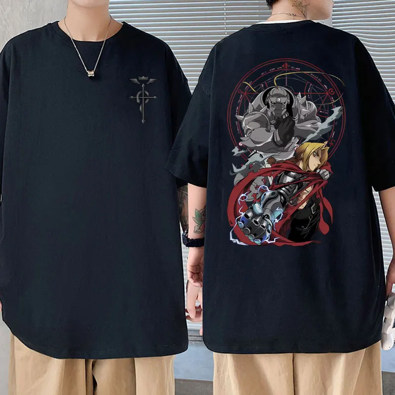 

Anime Fullmetal Alchemist Edward Elric Vintage Graphics Tshirt Men's Oversized T Shirt Men Women Manga Fashion Brand T-shirts