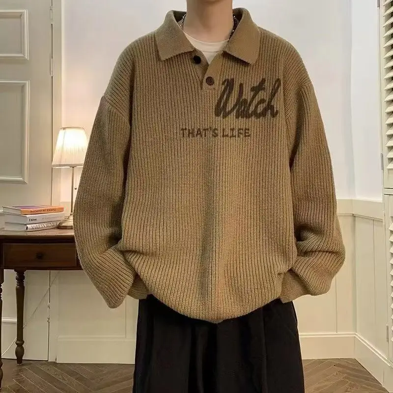 American retro street high-end polo collar sweaters for men and women in autumn and winter lazy style letter contrast sweaters
American retro street high-end polo collar sweaters for men and women in autumn and winter lazy style letter contrast sweaters