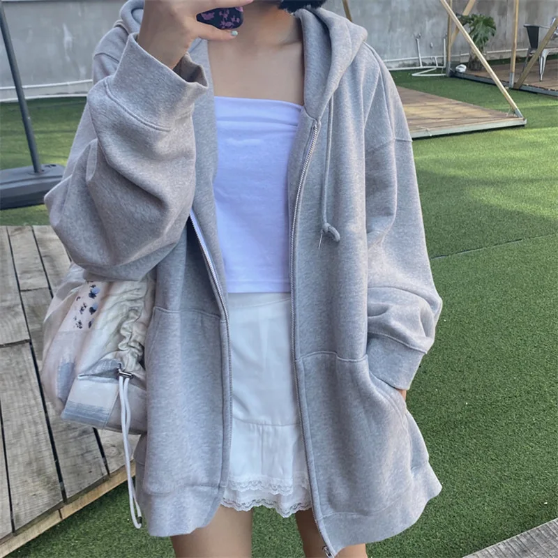 2023 New Oversize Women Hoodies Casual Solid Zip Up Hooded Sweatshirt Harajuku Korean Loose Couple Hoodie Jacket Coat Streetwear
2023 New Oversize Women Hoodies Casual Solid Zip Up Hooded Sweatshirt Harajuku Korean Loose Couple Hoodie Jacket Coat Streetwear