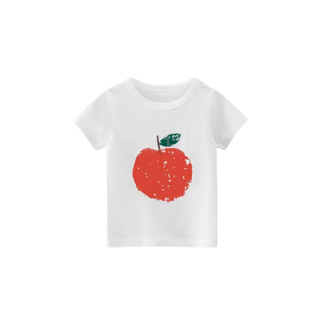 

2023 2Pcs Baby Boy Girl T-Shirt Summer Fruit Pattern Short Sleeve Pure Cotton Kids Tops Leisure Children Clothes