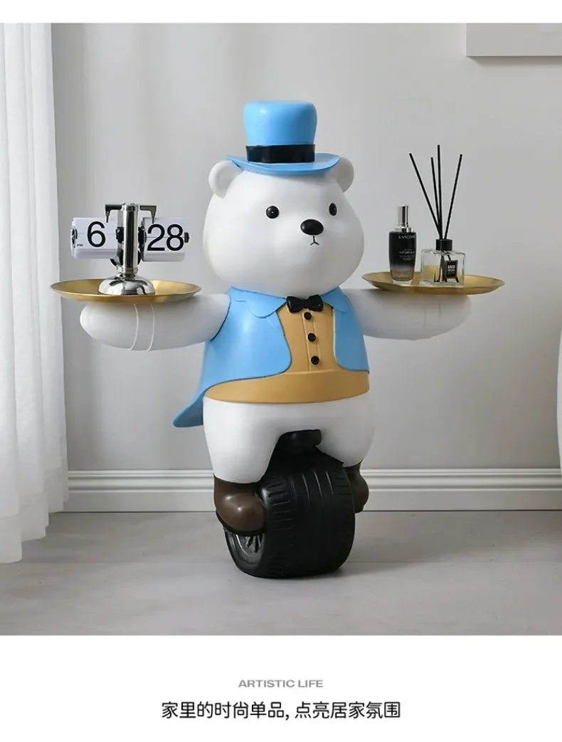 Modern Light Luxury Living Room Creative Floor-standing Bear Ornaments Lamp Panel Sofa Storage Tray High-end Home Decoration Modern Light Luxury Living Room Creative Floor-standing Bear Ornaments Lamp Panel Sofa Storage Tray High-end Home Decoration