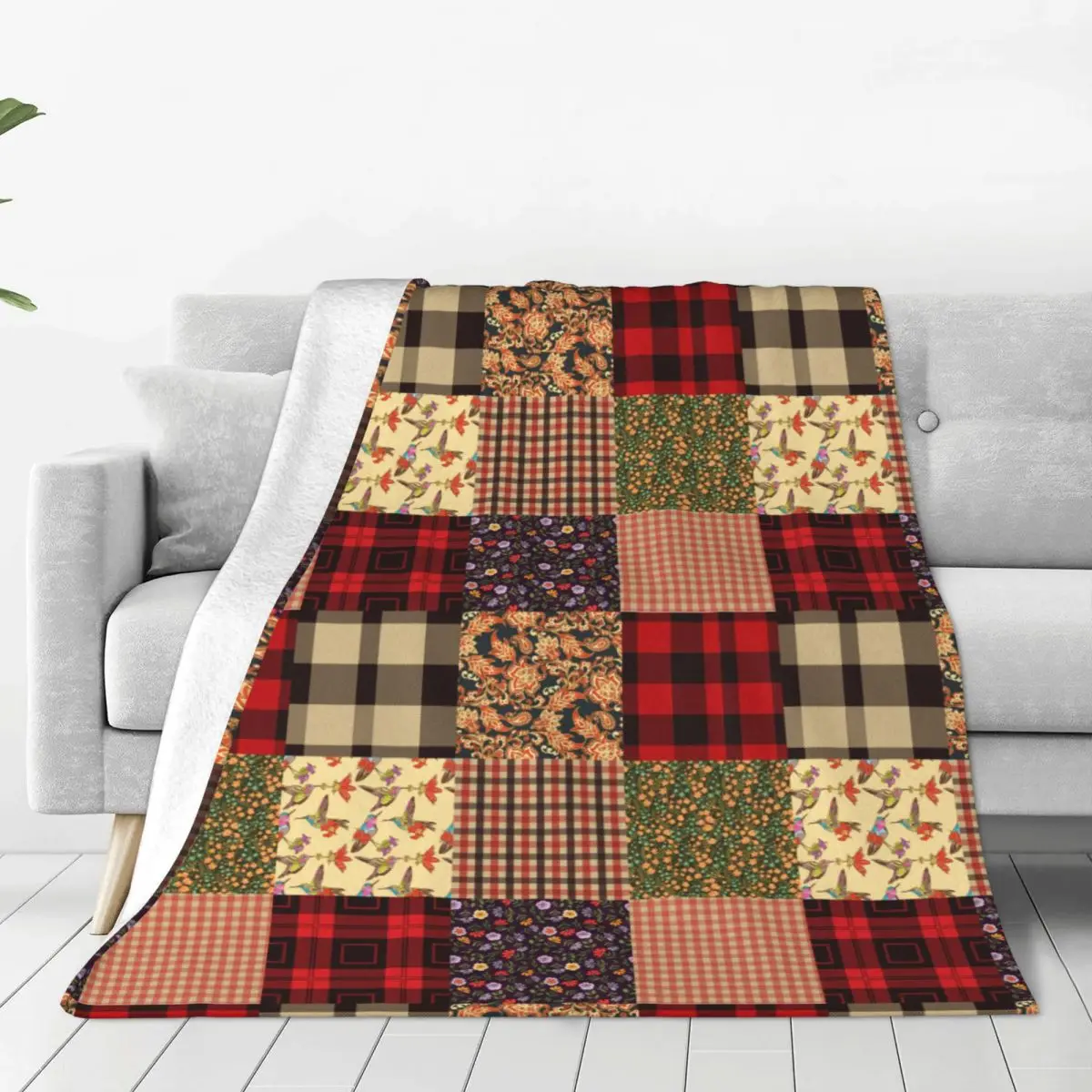 

Vintage Tartan Design Blankets Fleece Spring Autumn check parttern joint Soft Throw Blankets for Home Outdoor Bedspread