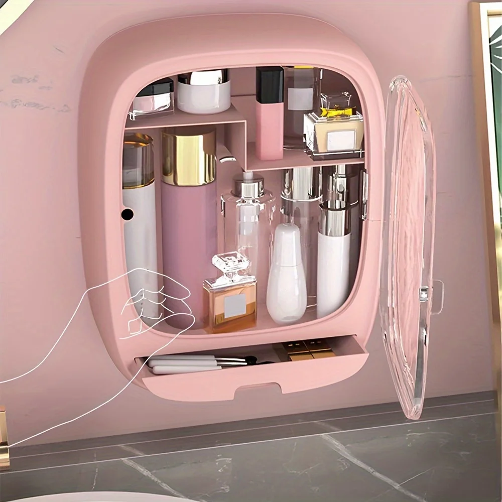 Настенный ящик для хранения косметики, пыленепроницаемый водонепроницаемый вместительный стеллаж для хранения косметики с крышкой, органайзер для ванной комнаты
Настенный ящик для хранения косметики, пыленепроницаемый водонепроницаемый вместительный стеллаж для хранения косметики с крышкой, органайзер для ванной комнаты