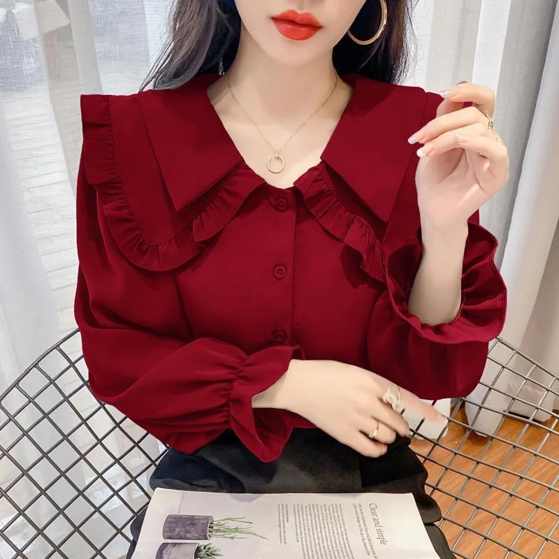 Women Spring Autumn Style Blouses Shirts Lady Casual Long Sleeve Peter Pan Collar Solid Color Blusas Tops ZZ2026
Women Spring Autumn Style Blouses Shirts Lady Casual Long Sleeve Peter Pan Collar Solid Color Blusas Tops ZZ2026