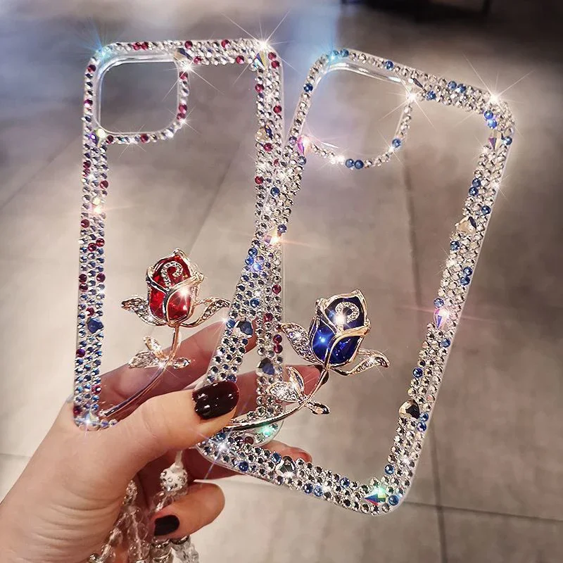 Rose Flower Floral Rhinestone Crystal Phone Case for Samsung S20 Plus S21 S22 23Ultra Note20 Bling Shiny Clear Cover with Straps
Rose Flower Floral Rhinestone Crystal Phone Case for Samsung S20 Plus S21 S22 23Ultra Note20 Bling Shiny Clear Cover with Straps