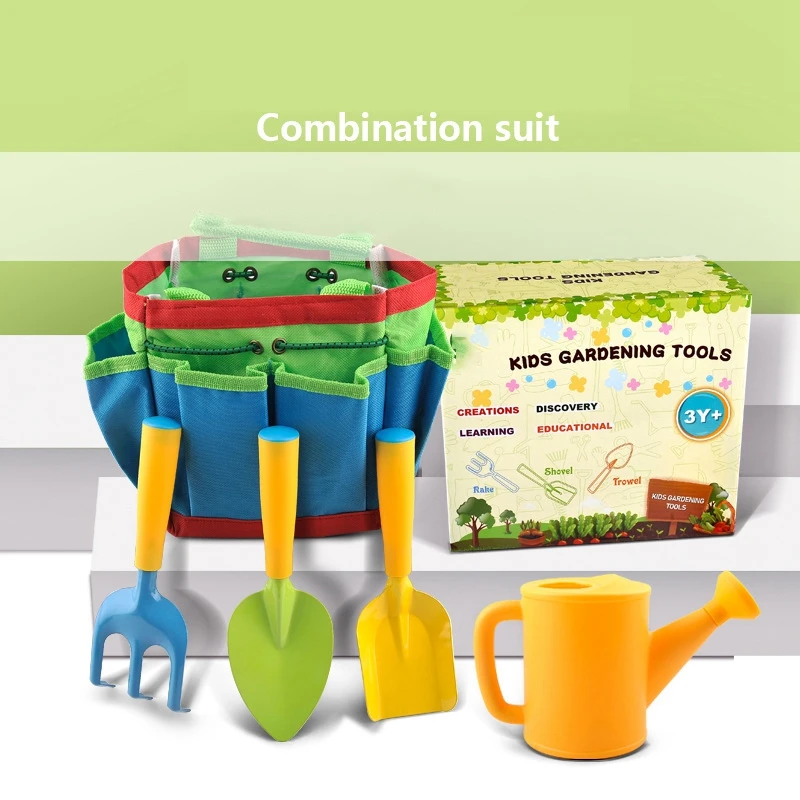 

Kids Children Gardening Tools Toy Set Including Watering Can Shovel Rake Trowel Garden Tote Bag For Outdoor Supplies