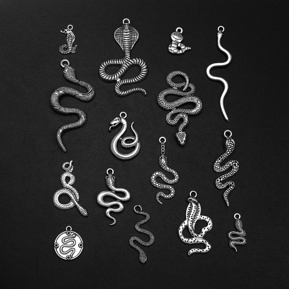 

10/20pcs/lot Antique Silver Plated Snake Charms Animals Pendant For Diy Necklace Jewelry Making Findings Supplies Accessories