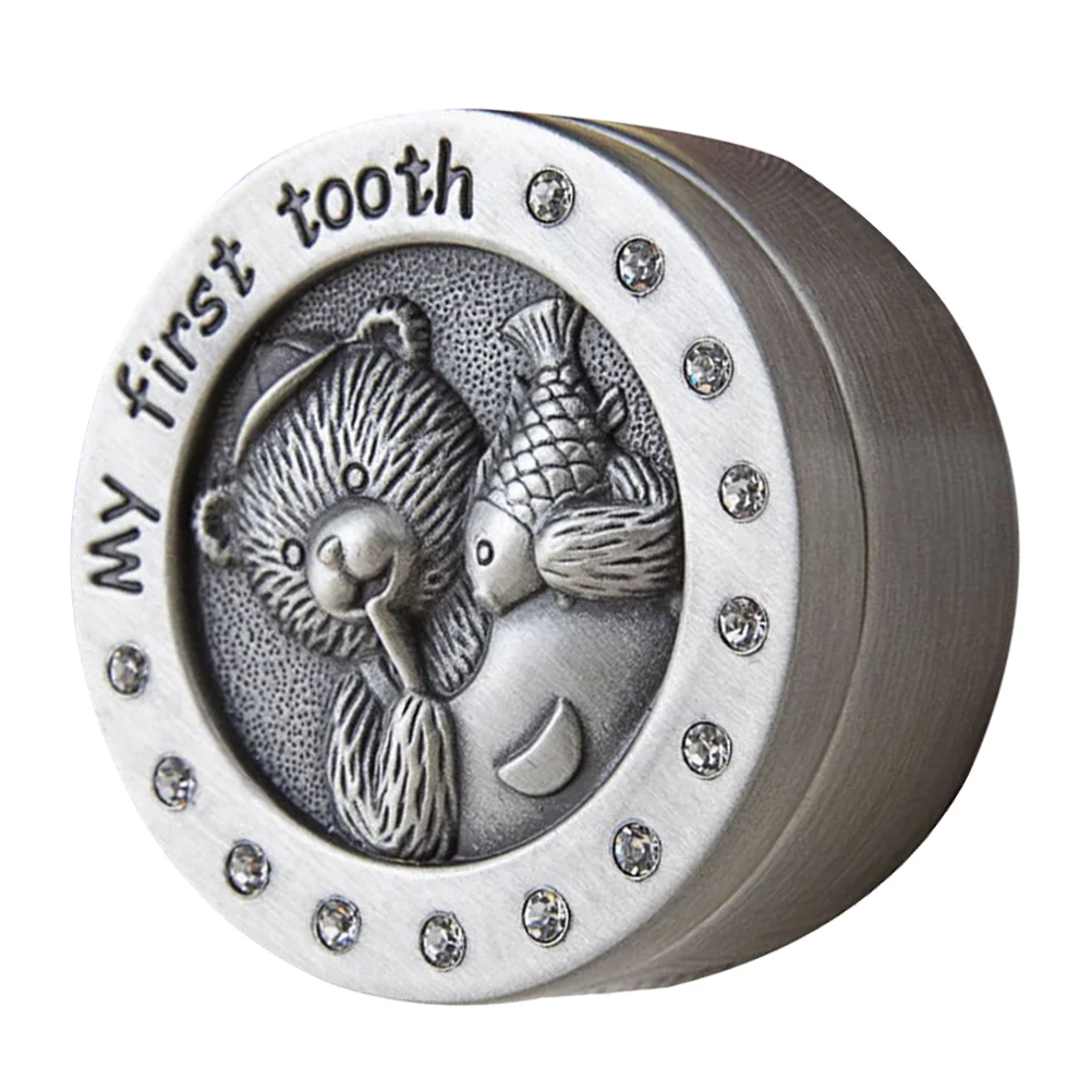 

Souvenir Birth Tooth Box The Gift Holder European Style Metal Collection Organizer Child Shower