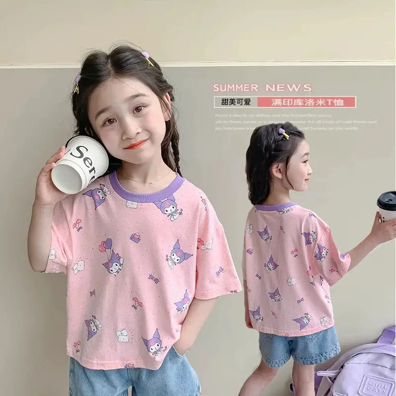 Cute Kuromi Girls Short-Sleeved T-Shirt 2024 Kawaii Sanrio Anime Summer Sweet Cartoon Babys Casual Tops Tide Gift for Kids
Cute Kuromi Girls Short-Sleeved T-Shirt 2024 Kawaii Sanrio Anime Summer Sweet Cartoon Babys Casual Tops Tide Gift for Kids