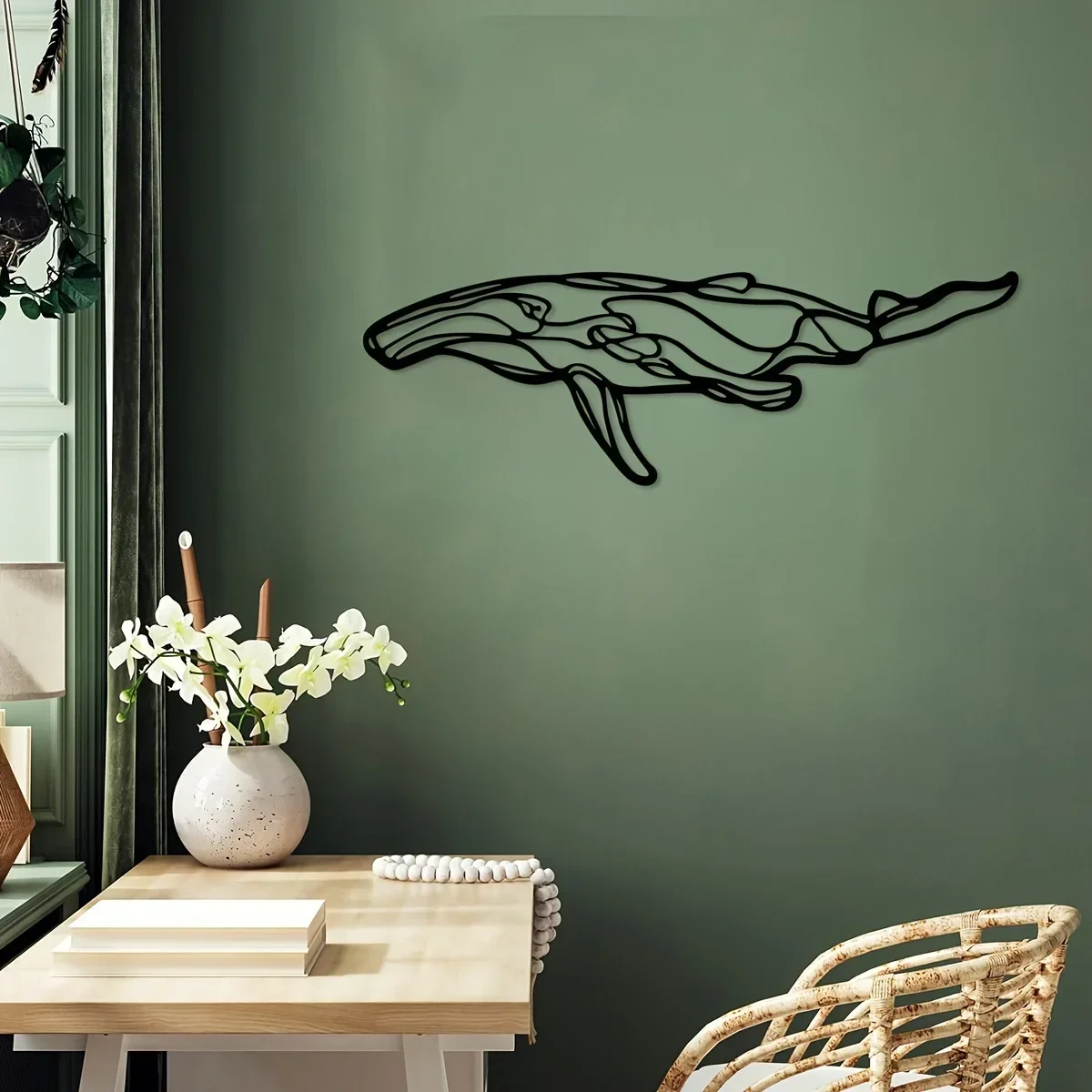 

CIFBUY Deco Creative Line Whale Iron Crafts Indoor Wall Decoration Great for Living Room Bedroom Hallway Wall Decoration 15.74*5