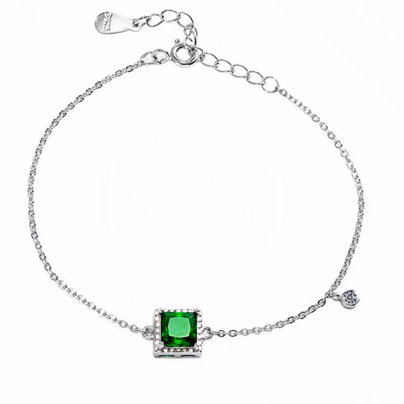 

925 Sterling Silver Green Zircon Bracelets For Women Luxury Quality Jewelry Accessories Wholesalea Argent 925 ​Jewellery