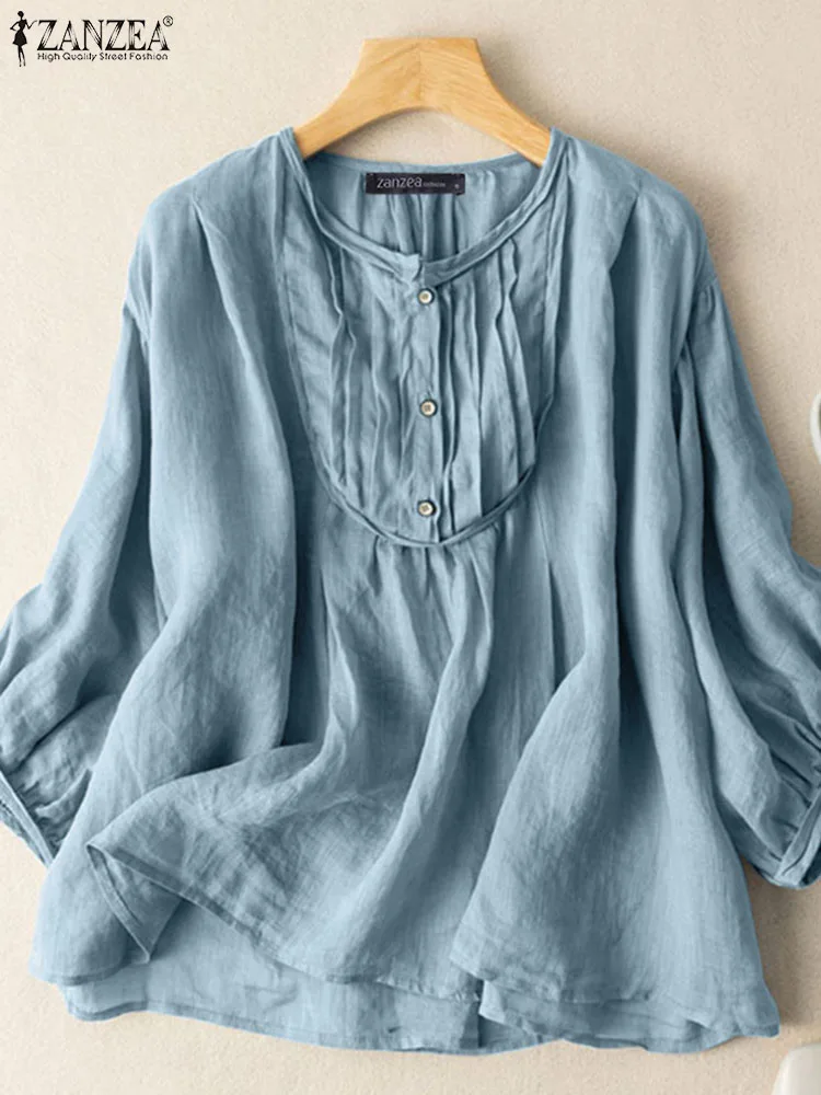 Vintage Solid Shirt Summer Long Sleeve O Neck Blouse ZANZEA Women Elegant Work Tops Causal Party Blusas Tunic Oversize Chemise
Vintage Solid Shirt Summer Long Sleeve O Neck Blouse ZANZEA Women Elegant Work Tops Causal Party Blusas Tunic Oversize Chemise