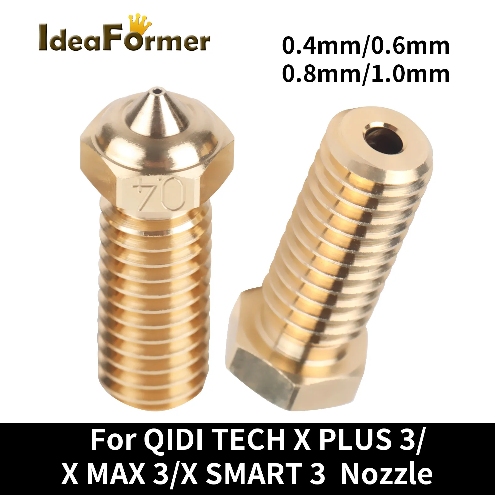 

IdeaFormer For Qidi X-max 3/ X-plus 3 Nozzles Brass 0.4 0.6 0.8 1.0mm Nozzles For X Max3 Plus3 3D Printer Parts Accessories