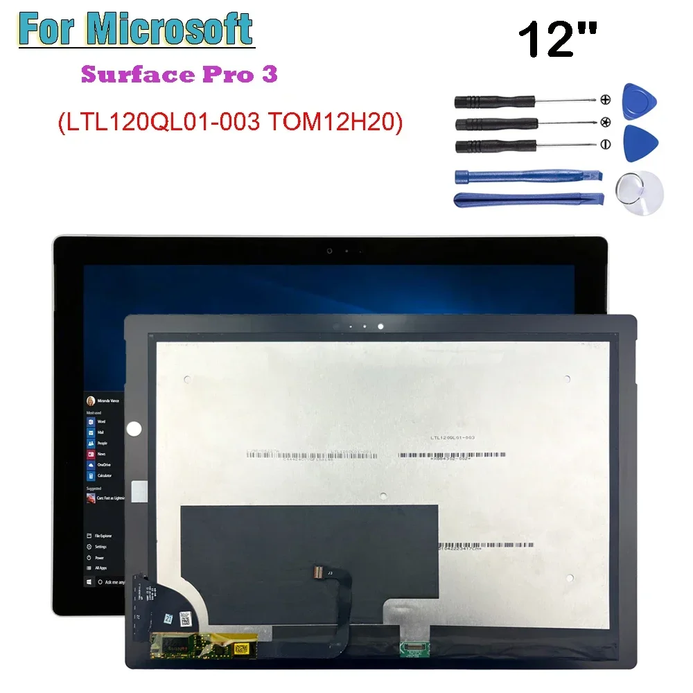 

12" AAA+ For Microsoft Surface Pro 3 Pro3 1631 120QL01-003 V1.1 LCD Display Touch Screen Digitizer Glass Assembly Repair