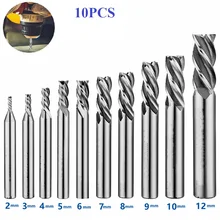 10PCS HSS End Mill 4 Flutes Straight Shank Milling Cutter Drill Bits 2/3/4/5/6/7/8/9.0/10/12mm CNC Router Bit Metal Woodworking
10PCS HSS End Mill 4 Flutes Straight Shank Milling Cutter Drill Bits 2/3/4/5/6/7/8/9.0/10/12mm CNC Router Bit Metal Woodworking