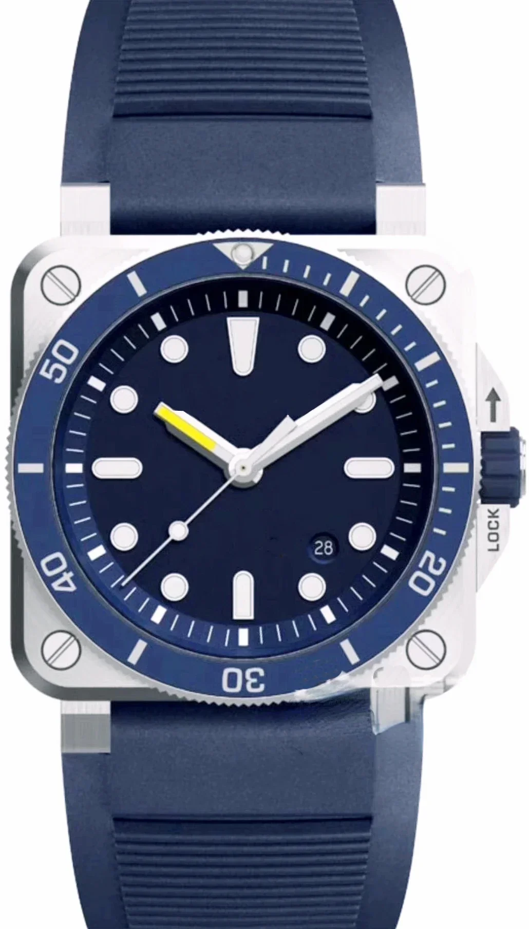 

Luxury New Men Mechanical Automatic Watch Stainless Steel Ceramic Bezel Bell Aviation Sport Ross Black Blue Rubber Sapphire 46mm
