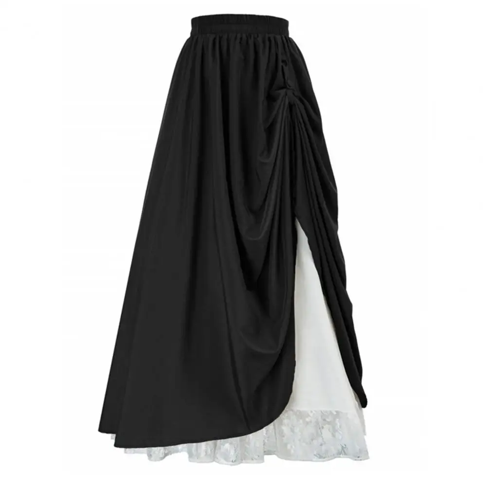 Lace Panel Skirt Elegant Lace Pleated Maxi Skirt with High Waist Elastic Band Retro A-line Style Double Layer Design for Women
Lace Panel Skirt Elegant Lace Pleated Maxi Skirt with High Waist Elastic Band Retro A-line Style Double Layer Design for Women