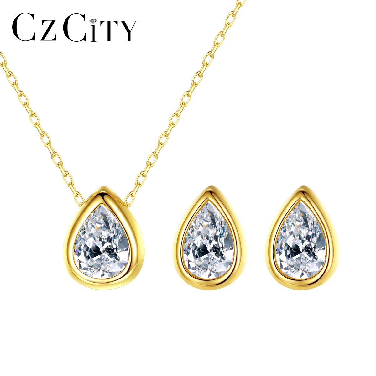 CZCITY Teardrop Cubic Zirconia S925 Sterling Silver Earring Necklace Accessories Sets for Women Simple Design Wedding Bridal Set
CZCITY Teardrop Cubic Zirconia S925 Sterling Silver Earring Necklace Accessories Sets for Women Simple Design Wedding Bridal Set