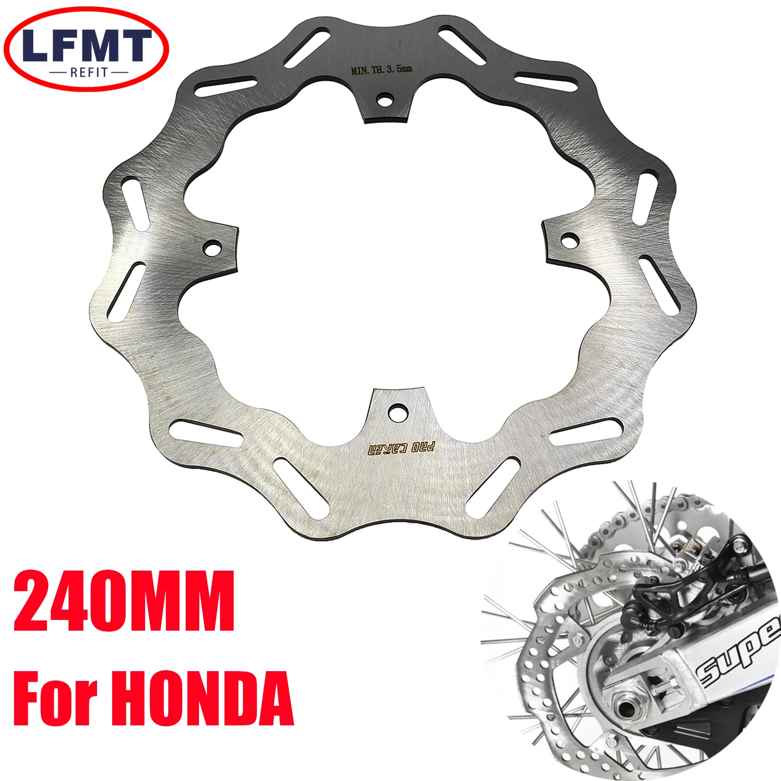 Motorcycle 240mm Front Rear Brake Disc Rotor For Honda CR125 2002-2007 CRF250R CRF250X CRF250RX CRX450R CRF450X CRF450RX 2021
Motorcycle 240mm Front Rear Brake Disc Rotor For Honda CR125 2002-2007 CRF250R CRF250X CRF250RX CRX450R CRF450X CRF450RX 2021