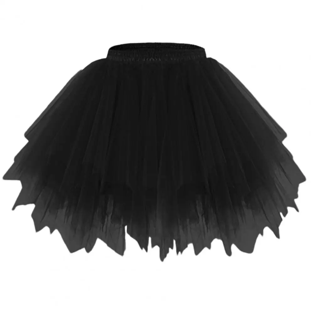 

High Waist Skirt Fluffy Gauze Multi-layered Candy Color A-line Skirt with Scattered Hem High Elastic Waist for Women's Dancing