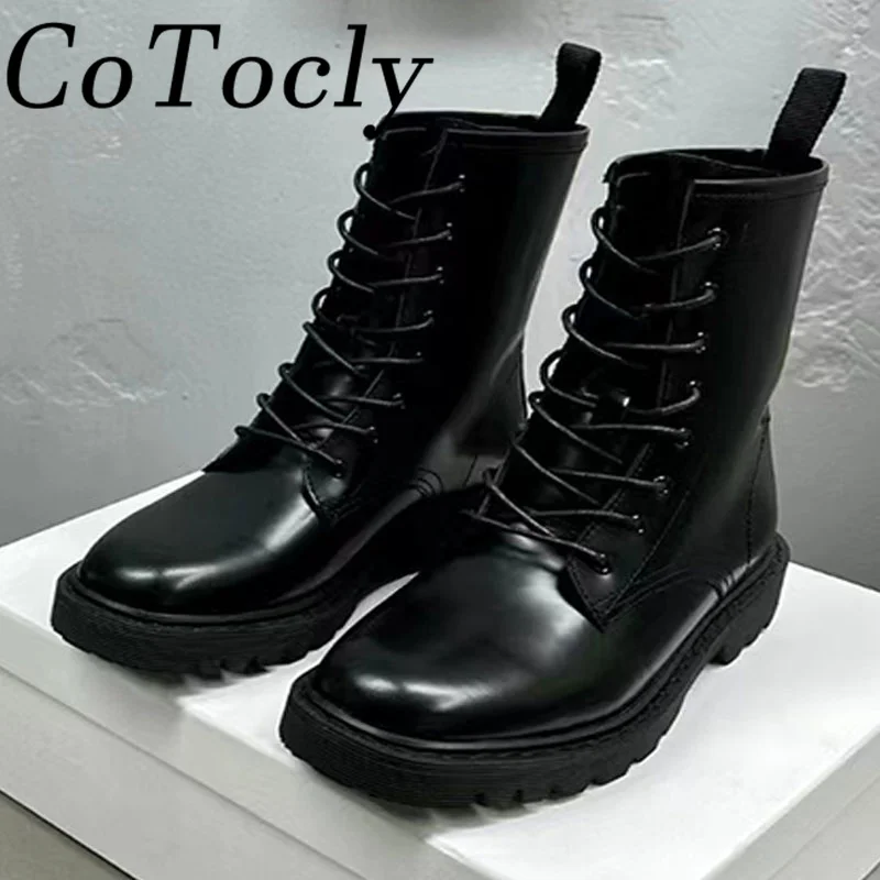 New Ankle Boots Women Genuine Leather Round Toe Luxury Lace-up Shoes Combat Boots Woman Autumn Fashion Motorcycle Boots Woman
New Ankle Boots Women Genuine Leather Round Toe Luxury Lace-up Shoes Combat Boots Woman Autumn Fashion Motorcycle Boots Woman