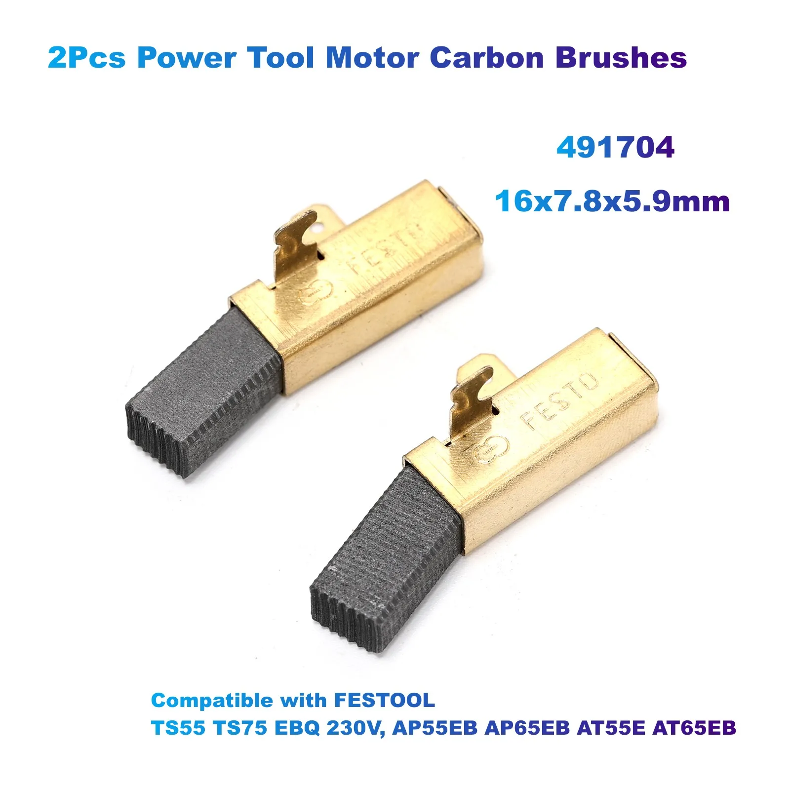 2Pcs Power Tool Motor Carbon Brushes(16x7.8x5.9mm) 491704 Compatible with FESTOOL TS55 TS75 EBQ 230V, AP55EB AP65EB AT55E AT65EB
2Pcs Power Tool Motor Carbon Brushes(16x7.8x5.9mm) 491704 Compatible with FESTOOL TS55 TS75 EBQ 230V, AP55EB AP65EB AT55E AT65EB