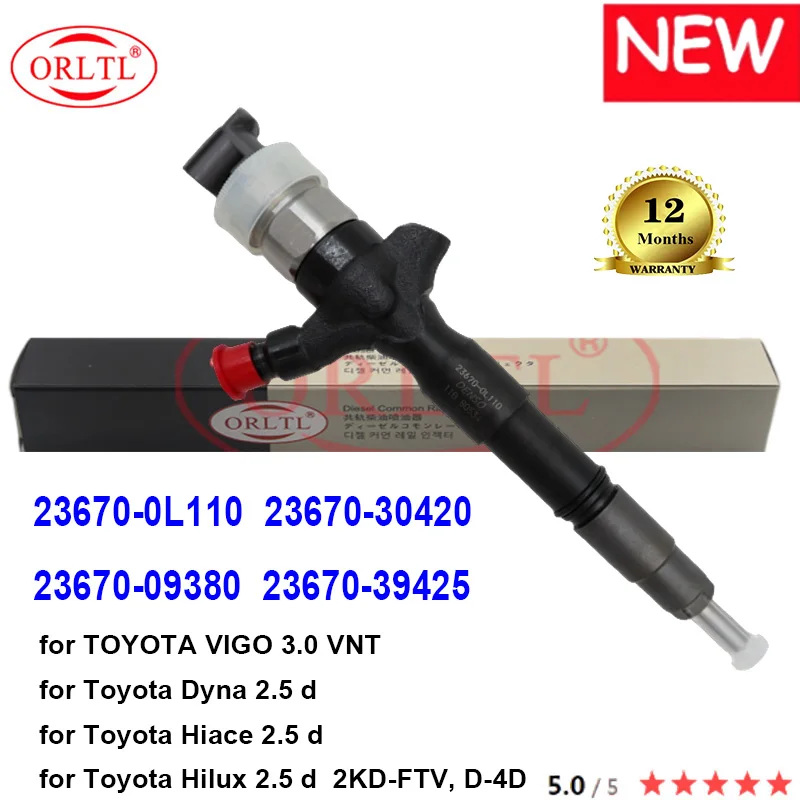 

ORLTL New 23670-09380 23670-0L110 Genuine Fuel Injector 23670-30420 23670-39425 FOR TOYOTA Dyna Hiace Hilux VIGO 3.0 VNT