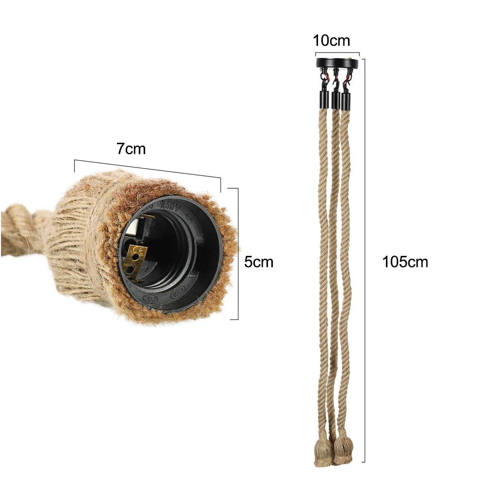 Triple E27 Hemp Rope Chandelier Industrial Style Lighting with Rustic Appeal DIY Decoration Retro Decorations for Homes and Bars
Triple E27 Hemp Rope Chandelier Industrial Style Lighting with Rustic Appeal DIY Decoration Retro Decorations for Homes and Bars