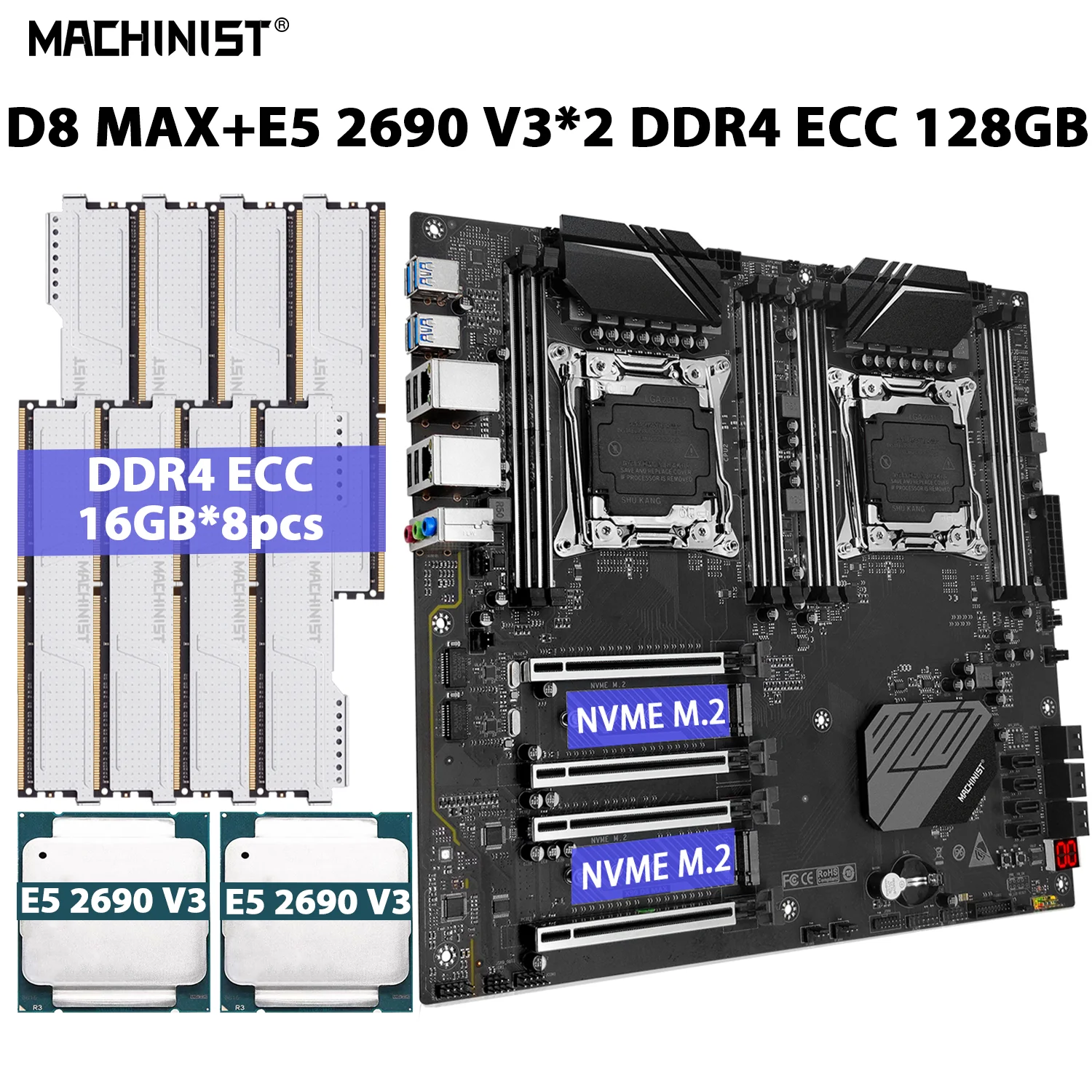 MACHINIST X99 D8 MAX комплект материнской платы LGA 2011-3 комплект Xeon E5 2690 V3 процессор CPU * 2 128 ГБ = 8 шт. * 16 Гб ECC DDR4 Память ОЗУ NVME M.2
MACHINIST X99 D8 MAX комплект материнской платы LGA 2011-3 комплект Xeon E5 2690 V3 процессор CPU * 2 128 ГБ = 8 шт. * 16 Гб ECC DDR4 Память ОЗУ NVME M.2