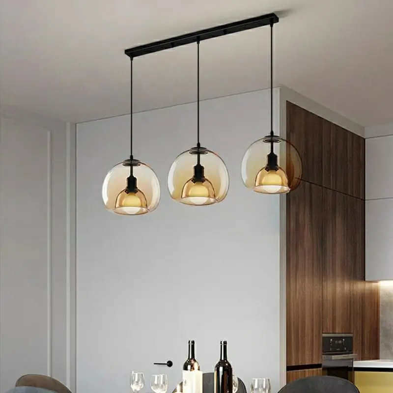 Industrial 3 Lights Dining Table LED Pendant Lamps Smoke Gray Amber Glass Ceiling Hanging Lamp for Kitchen Island Long Round E27
Industrial 3 Lights Dining Table LED Pendant Lamps Smoke Gray Amber Glass Ceiling Hanging Lamp for Kitchen Island Long Round E27