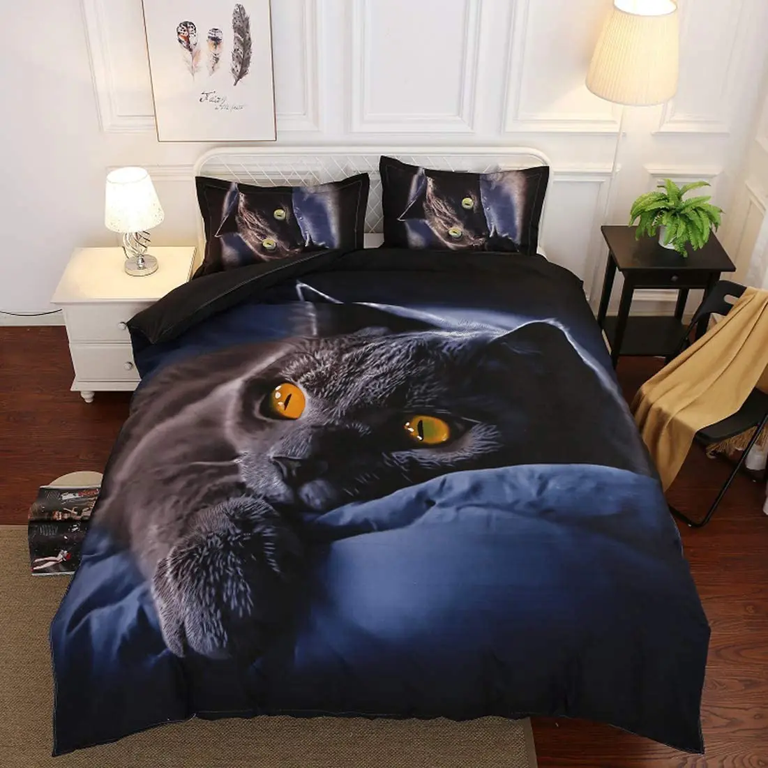 

Black Cat Bedding Set Soft Duvet Cover For Kids Adult Bed Linen Microfiber Comforter Cover Quilt Cover With Pillowcases 220×240