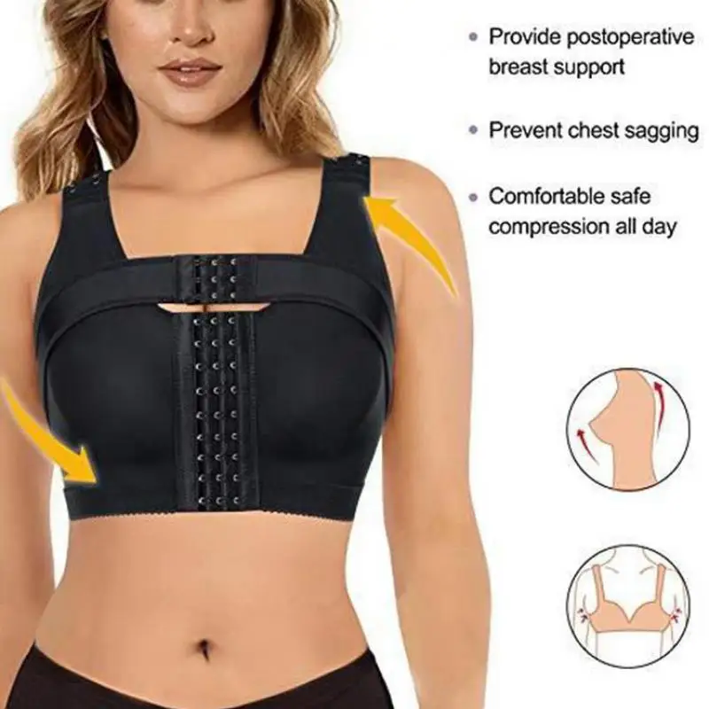 

Women Post-surgery Shaper Front Closure Bra Compression Posture Corrector Crop Top With Breast Support Band Push Up Bralette New