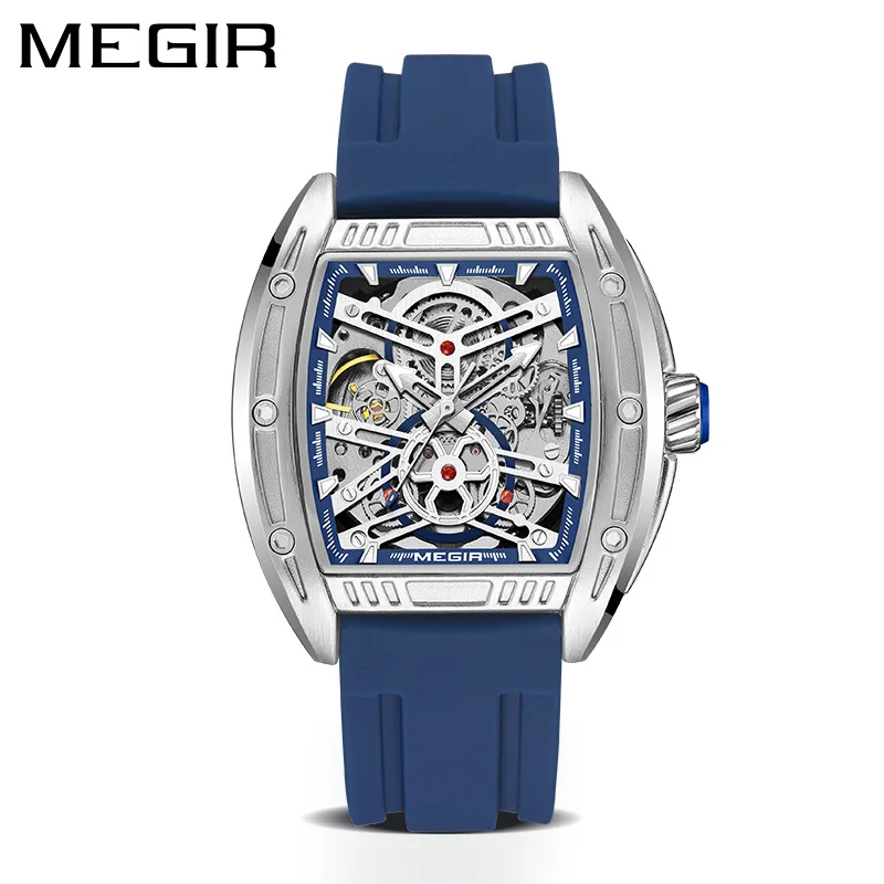 

MEGIR 8601 Top Mens Mechanical Movement Wristwatch Silicone Strap Automatic Watch Waterproof Luminous Big Dial Clock for Men