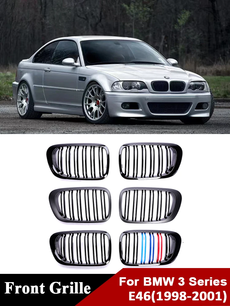 

Front Bumper Kidney Grille M Color Refting Grill Cover For BMW 3 Series E46 1998-2001 2/4 Doors 325i 320i 330i Car Replacement