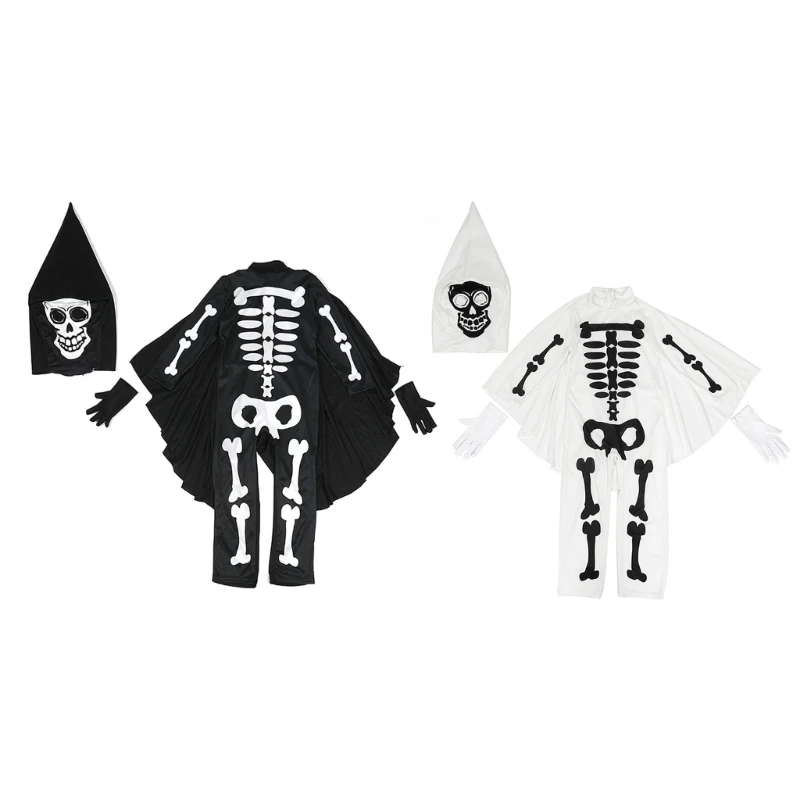 

Boy Girl Skeleton Costume Kids Halloween Costumes Party Cosplay Bodysuit Role Play Jumpsuit Fancy Dress Up Bone Jumpsuit