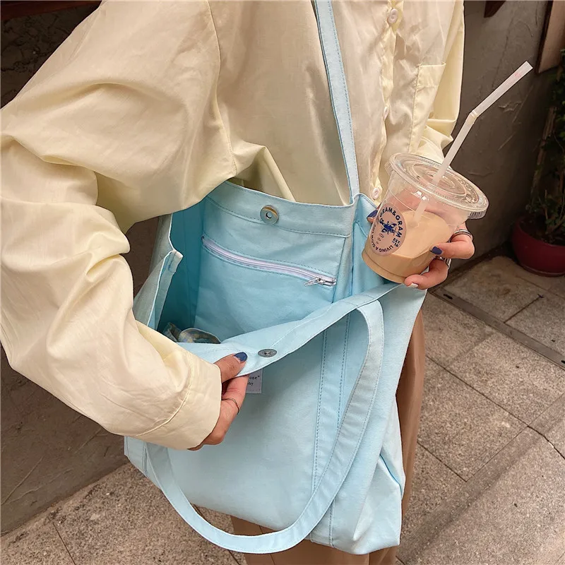 Women's Bag Cotton Canvas Shoulder Handbag Eco Fabric Handbag Solid School Books Tote Bag Portable Shopping Bag Sac À Main Femme Women's Bag Cotton Canvas Shoulder Handbag Eco Fabric Handbag Solid School Books Tote Bag Portable Shopping Bag Sac À Main Femme