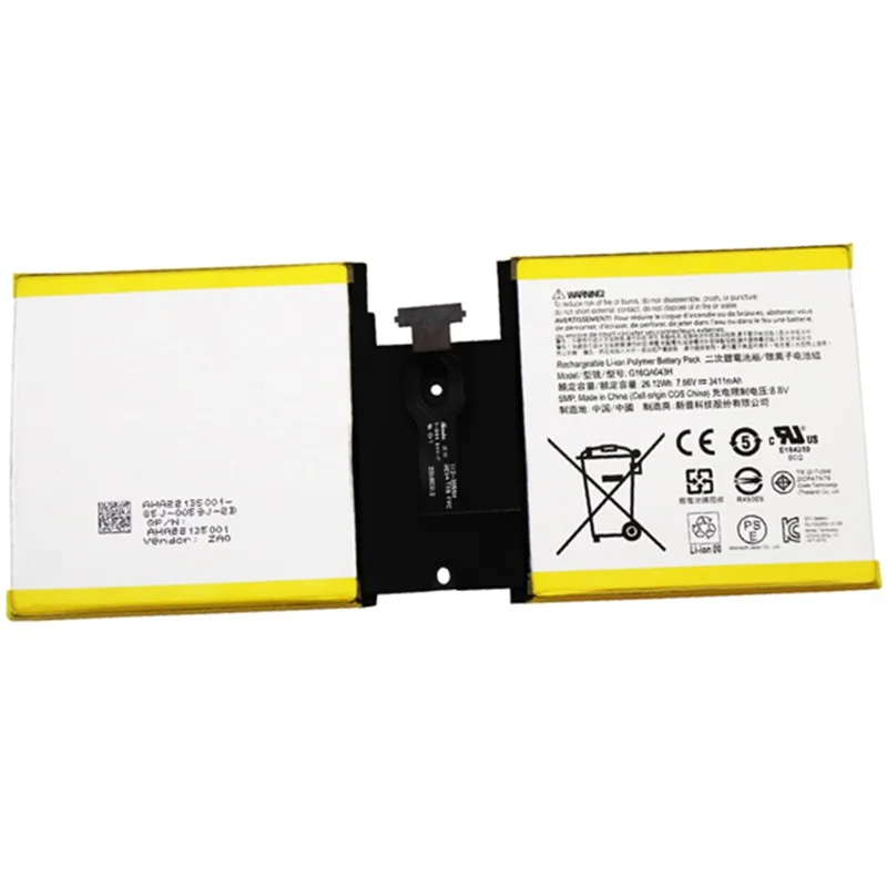 Battery for Microsoft Surface Go 1824 4415Y Tablet PC New Li-Po Rechargeable Pack 7.66V 26.12WH G16QA043H 2ICP4/76/76
Battery for Microsoft Surface Go 1824 4415Y Tablet PC New Li-Po Rechargeable Pack 7.66V 26.12WH G16QA043H 2ICP4/76/76