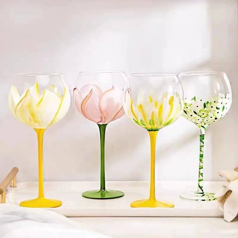 Creative Retro Tulip Crystal Glass Hand-Painted Floral Goblet Transparent Wine Glass Colored Glasses Wedding Party Champagne Cup
Creative Retro Tulip Crystal Glass Hand-Painted Floral Goblet Transparent Wine Glass Colored Glasses Wedding Party Champagne Cup