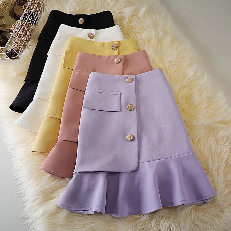 Korean Elegant Fashion Design Buttons Fishtail Skirt Women Clothes Package Hip High Waist Summer Mini Skirts 2022 Office Lady
Korean Elegant Fashion Design Buttons Fishtail Skirt Women Clothes Package Hip High Waist Summer Mini Skirts 2022 Office Lady