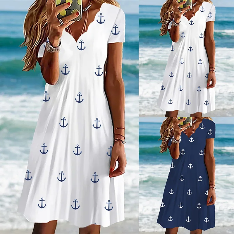 Sexy Wave V Neck Short Sleeve Oversized Comfort Dress Women's New Summer Pullover 2023 Fashion Printed Slim A-Line Skirt
Sexy Wave V Neck Short Sleeve Oversized Comfort Dress Women's New Summer Pullover 2023 Fashion Printed Slim A-Line Skirt