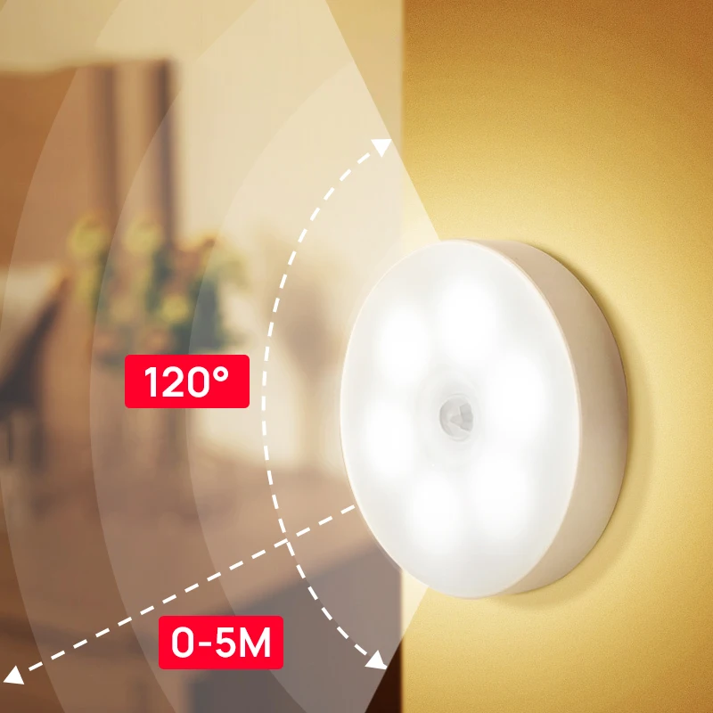 

New Motion Sensor Night Light Wireless Light USB Bedroom Lamp Energy Saving Lamps For Stairs Hallway Closet