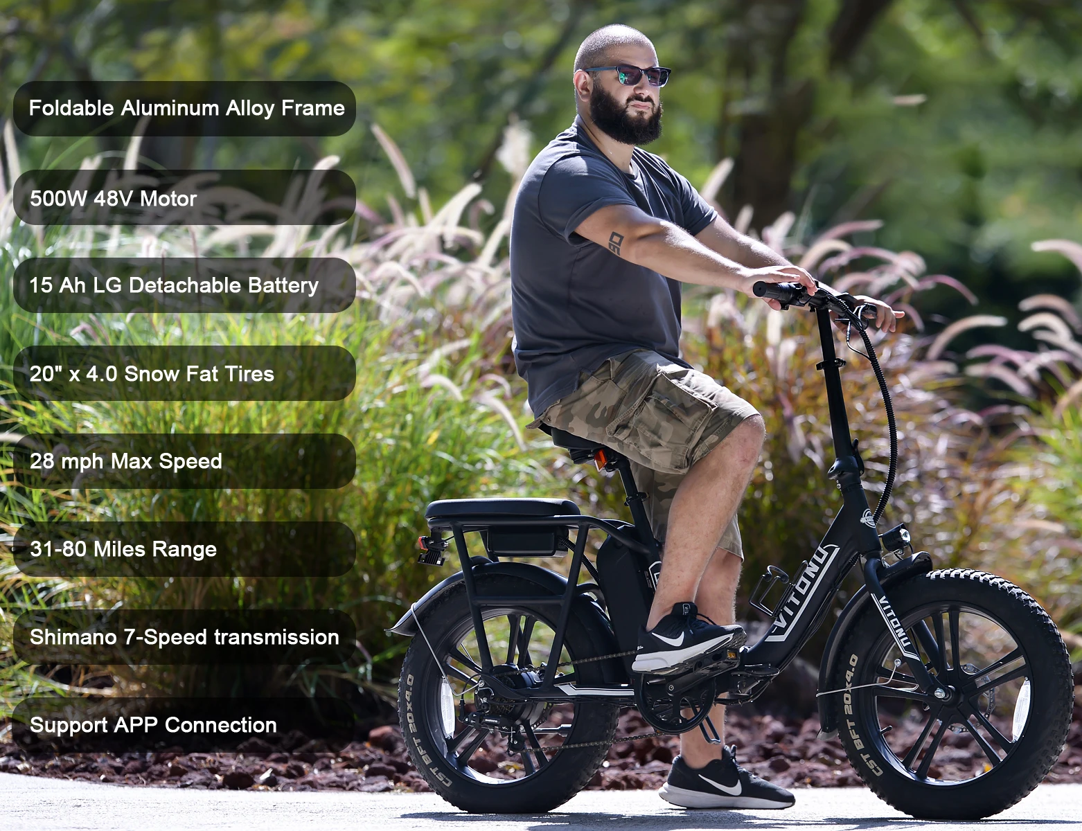 

2024 500W Folding Electric Bicycle 500W 48V 15AH Fat Tire Ebike Mountain 20 Inch Electric Bike Beach Cycling E bike