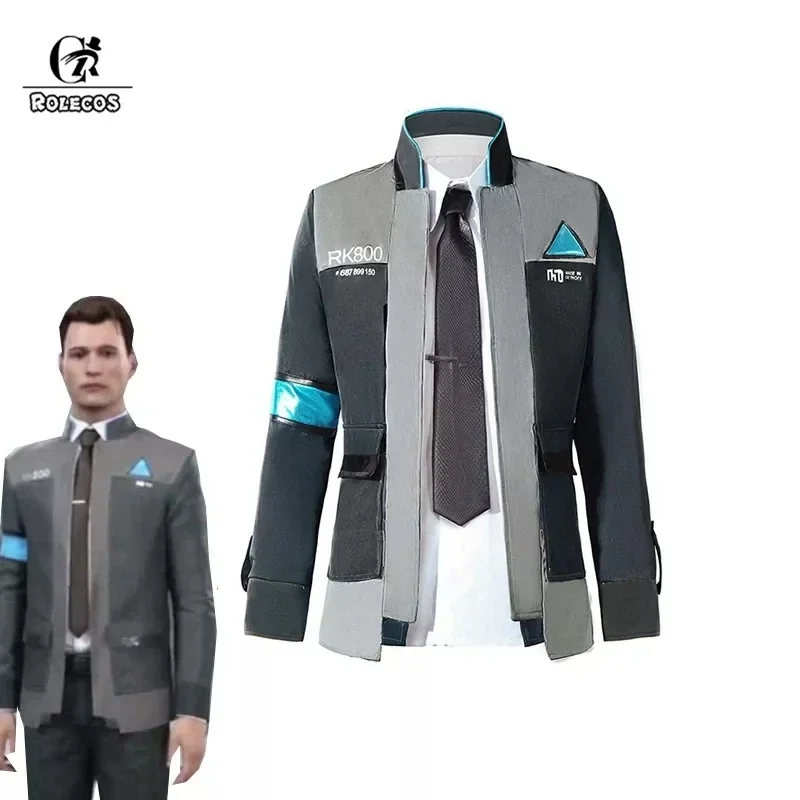 

Game Detroit Become Human Cosplay Costume Connor Cosplay Uniform Men Jacket White Shirt Tie RK800 Coat Costume Full Set